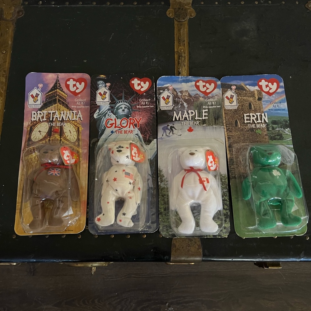Collectors edition beanie babies set of 4 with TOOSH TAG errors